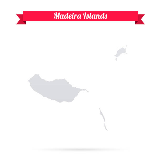 ilustrações de stock, clip art, desenhos animados e ícones de madeira islands map on white background with red banner - funchal