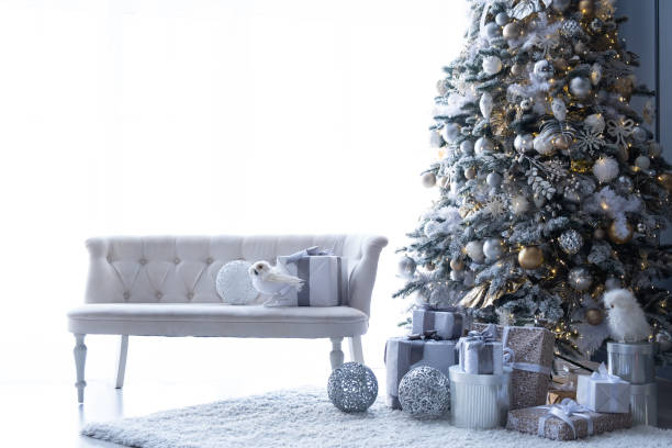 istock Beautiful Christmas tree indoors with white space for text 1354825573