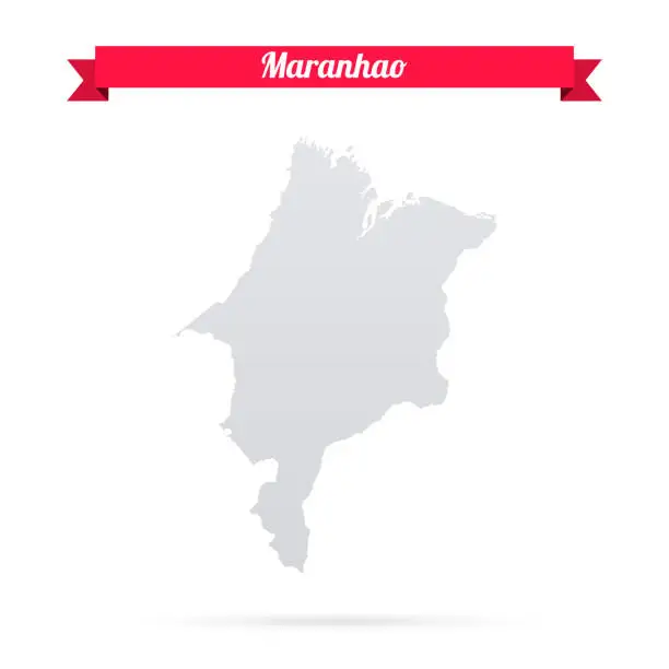 Vector illustration of Maranhao map on white background with red banner