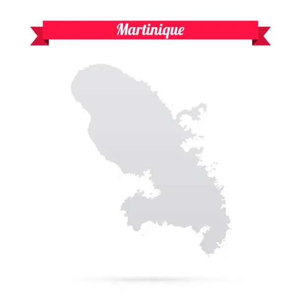 Vector illustration of Martinique map on white background with red banner