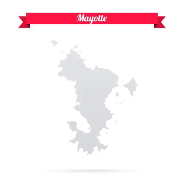 Vector illustration of Mayotte map on white background with red banner