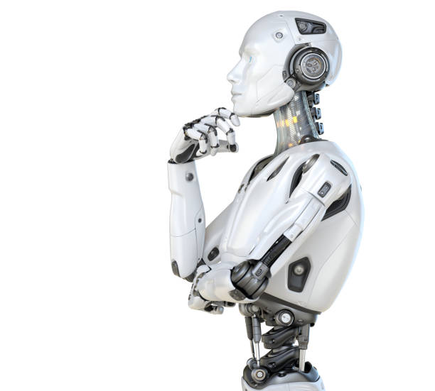 istock Human like a robot in a pensive posture 1354827307