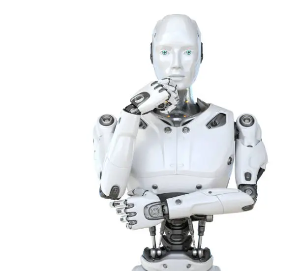 Photo of Human like a robot in a pensive posture