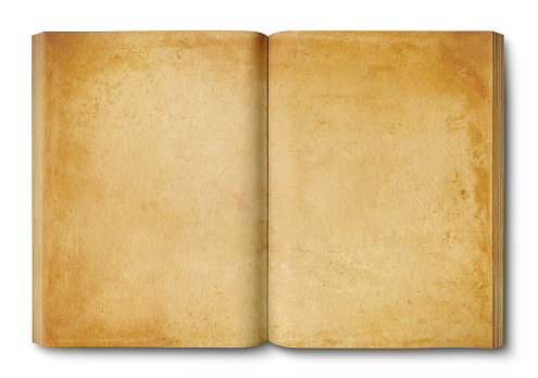 Old vintage open book isolated on white background