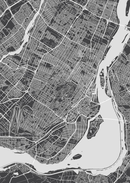 City map Montreal, monochrome detailed plan, vector illustration vector art illustration
