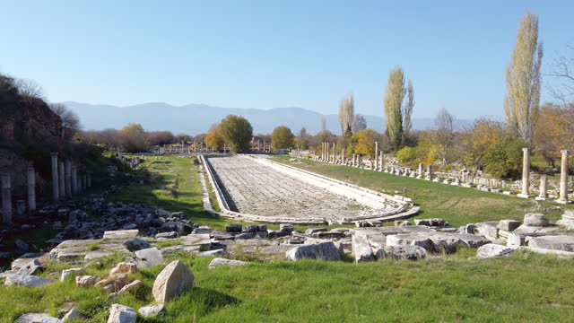 Pool and agora of Aphrodisias ancient city in Karacasu, Aydın