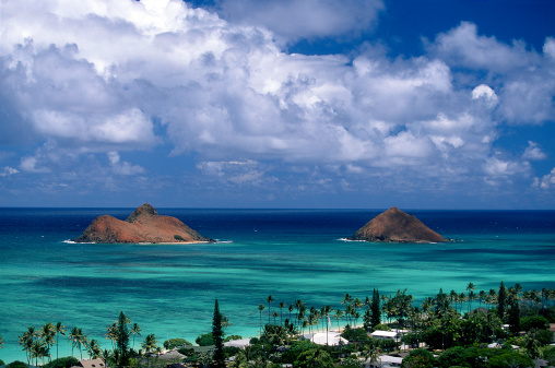 USA Hawaii O'ahu, Lanikai and the Moku Lua Islands.