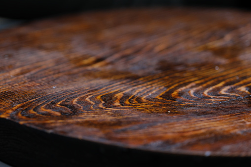 Round table made of brown wood