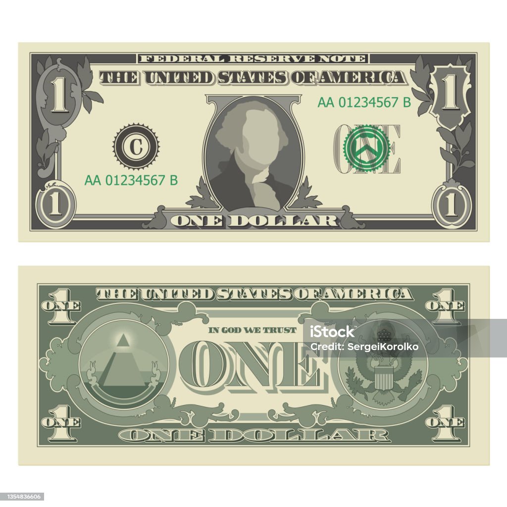 Dollar Reverso One Dollar Bill 1 Us Dollar Banknote From Obverse And Reverse ...