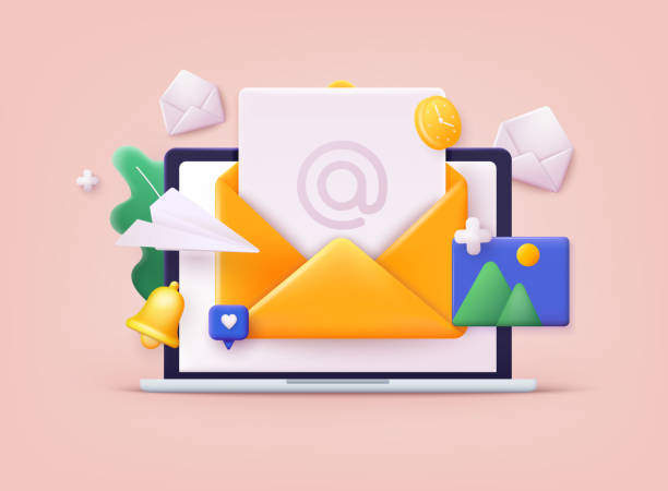 subscribe to newsletter. vector illustration for online marketing and business. open envelope with letter on phone. sign up to mailing list. 3d web vector illustrations. - 電子通訊 幅插畫檔、美工圖案、卡通及圖標