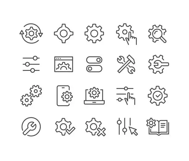 Vector illustration of Settings Icons Set - Classic Line Series