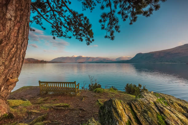 A peaceful view across Derwentwater A peaceful view across Derwentwater situated in The Lake District, Cumbria, England keswick photos stock pictures, royalty-free photos & images