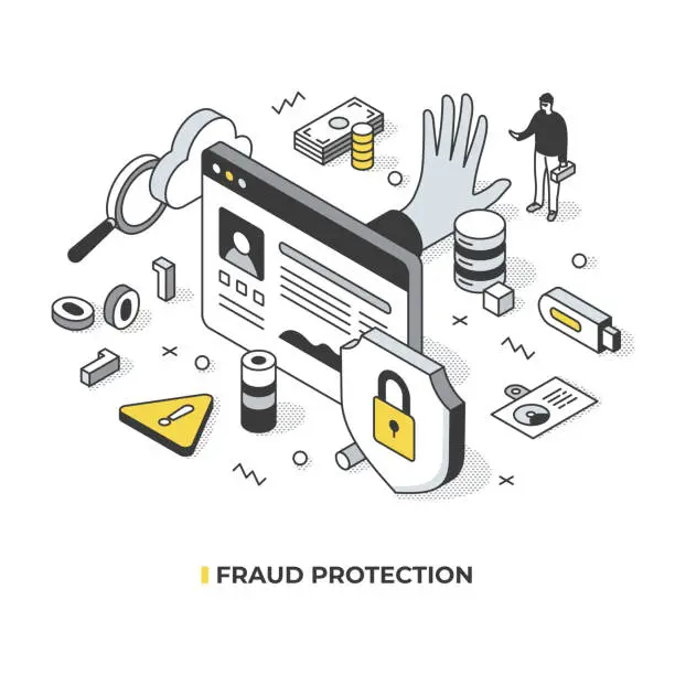 Vector illustration of Fraud Protection Isometric Illustration