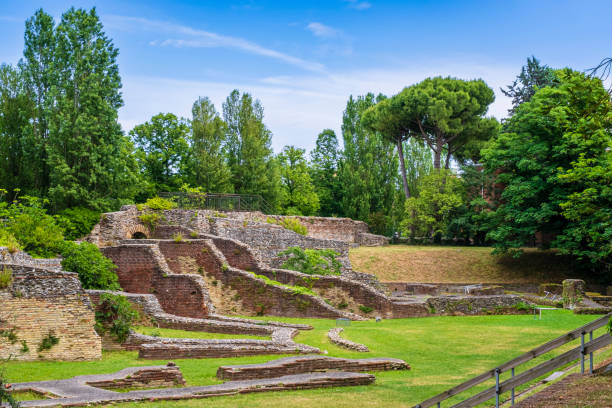Rimini, Roman Amphitheater (Emilia-Romagna, Italy) Archaeological remains of the Roman amphitheater erected during the 2nd century AD rimini stock pictures, royalty-free photos & images