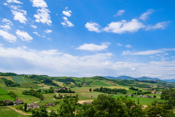 Hills in the province of Piacenza as seen from Castell'Arquato