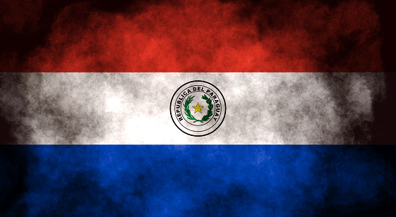 Closeup of grunge Paraguay flag