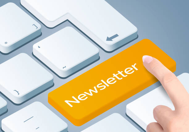 istock Newsletter Key - Keyboard with 3D Concept illustration 1354842983