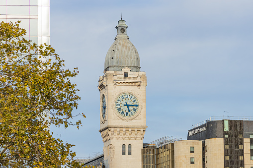 Tour de l'Horloge, the clock tower and belfry of the Gare de Lyon railway station in Paris, France