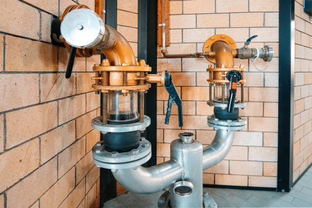 istock An industrial pipe in the basement near a brick wall with a glass insert for fluid control.Pipeline system for a modern distillation plant 1354846540