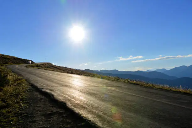 Photo of Car going down the Mount Evans Scenic Byway, Mount Evans, Colorado, USA: