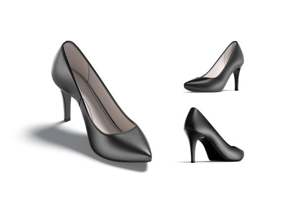 istock Blsnk black high heels shoes mock up, different views 1354849415