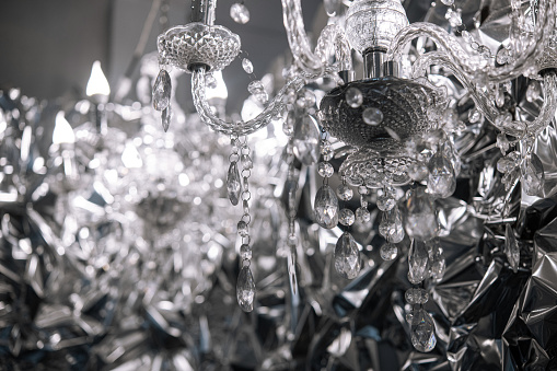 Closeup of retro chrystal chandelier on a background
