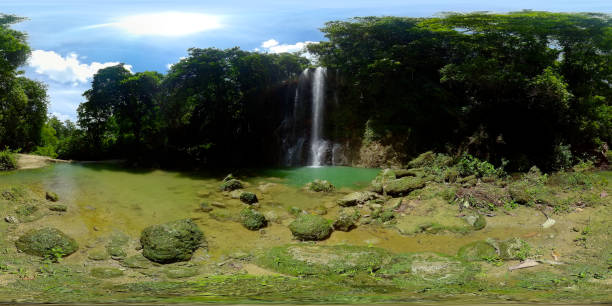 istock Beautiful tropical waterfall. Kawasan Falls, Bohol, Philippines. Virtual Reality 360 1354851145