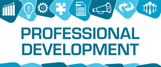 bildbanksillustrationer, clip art samt tecknat material och ikoner med professional development blue rounded squared on top symbols - akademikeryrke