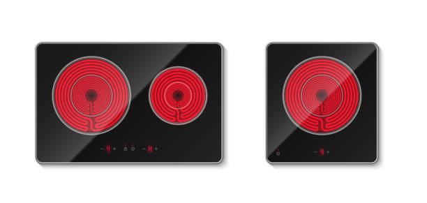 istock Heat electric black induction cook stove realistic vector cooktops or glass-ceramic cooking panels 1354852490