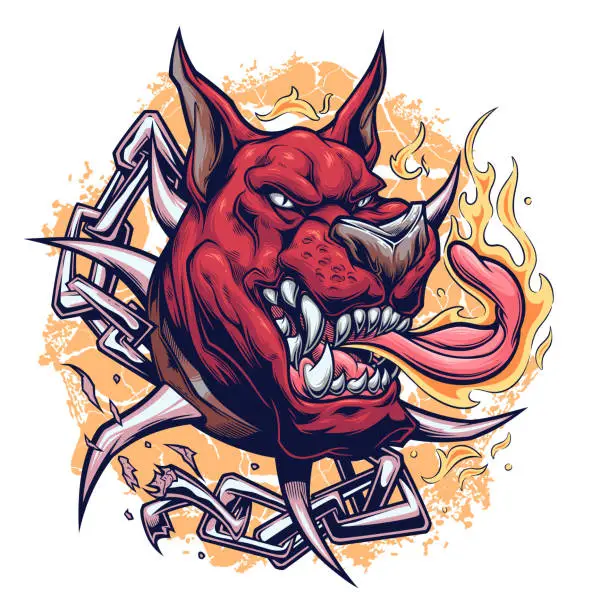 Vector illustration of Demon dog illustration