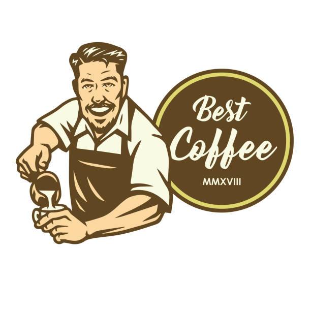Barista Coffee Cafe Logo Design Template Barista Coffee Cafe Logo Design Icon Template barista stock illustrations