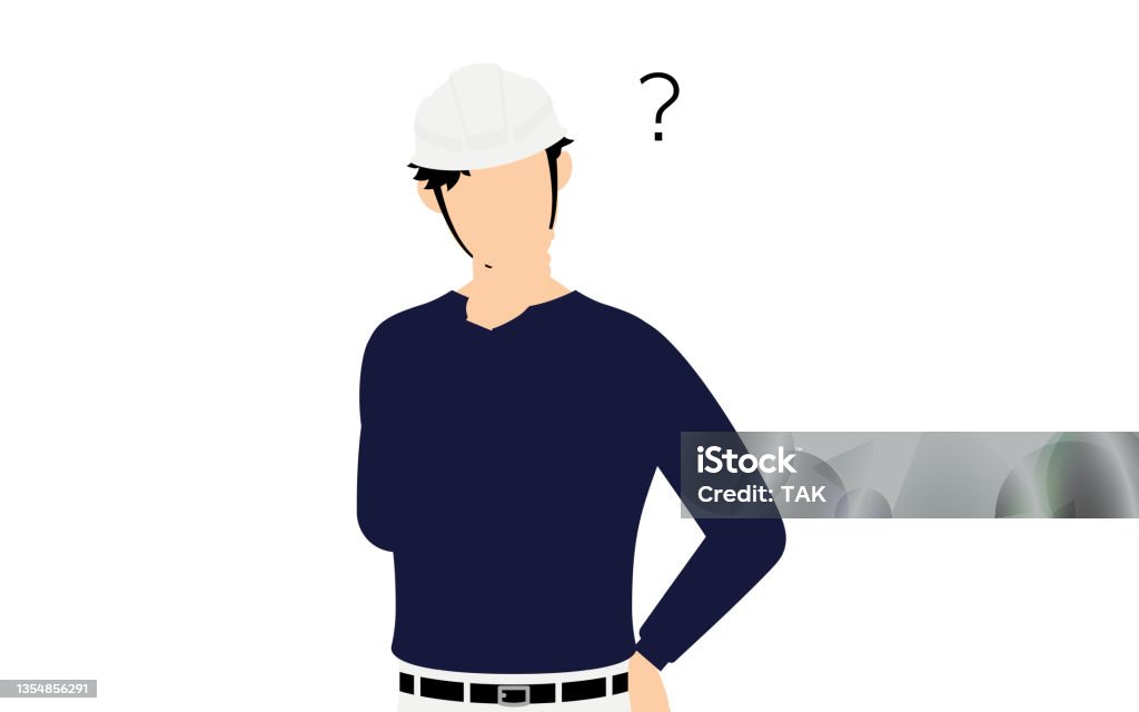 Contemplative Plumber Carpenter Man Pose Have Doubts Stock Illustration - Download Image Now ...