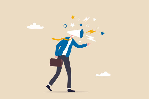 ilustrații de stoc cu plânge-te de tot, dă vina pe alți oameni, feedback negativ, furios seful sef complainer sau concept manager nemulțumit, furios șef de om de afaceri șef megafon strigând plângere pe tot. - agresiune