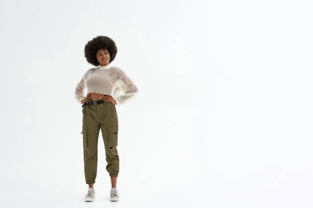 istock Young smiling black girl with hands on hips 1354859008