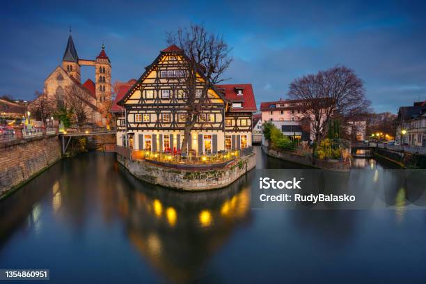 Esslingen Am Neckar Germany Stock Photo - Download Image Now - Stuttgart, Night, River