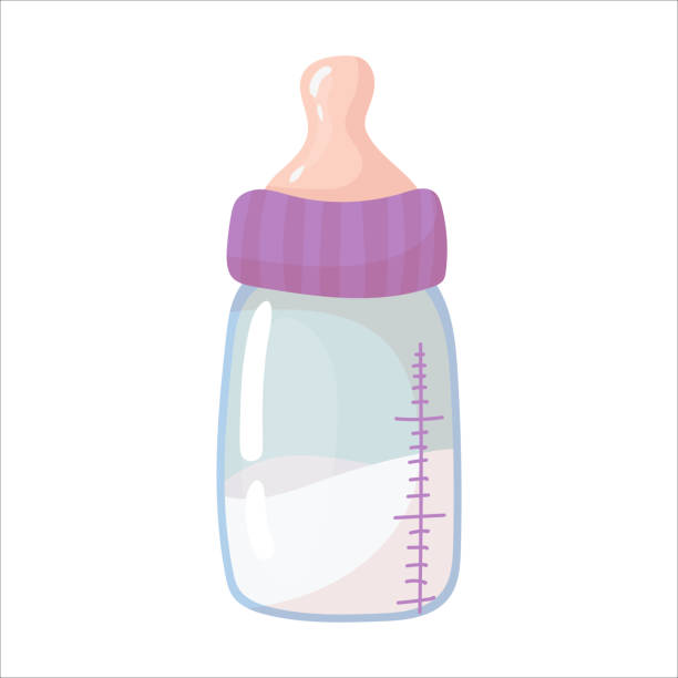 Baby bottle with a pacifier. Baby food. Artificial feeding of newborns. Vector illustration isolated on white background. Baby bottle with a pacifier. Baby food. Artificial feeding of newborns. Vector illustration isolated on white background. baby bottle stock illustrations