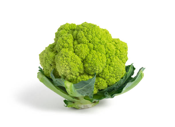 Fresh green cauliflower isolated from the background