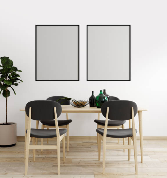istock mockup poster frame in modern interior background, living room, Scandinavian style, 3D render, 3D illustration 1354869457