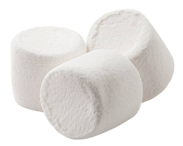 marshmallow isolated on white background, clipping path, full depth of field stock photo