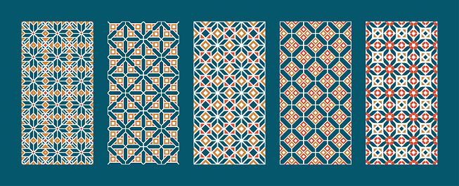 Set of geometric muslim seamless pattern abstract arabesaue
