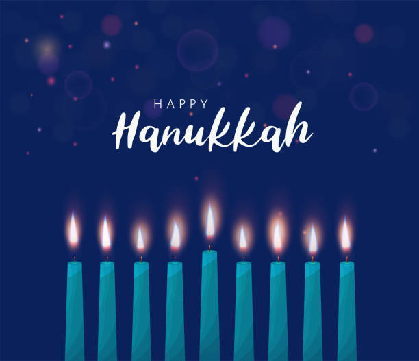 불타는 촛불이 있는 해피 하누카 포스터. 벡터 - hanukkah stock illustrations