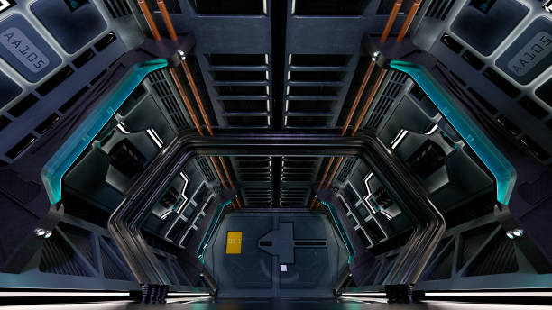 istock 3D illustration sceince fiction corridor 1354877298