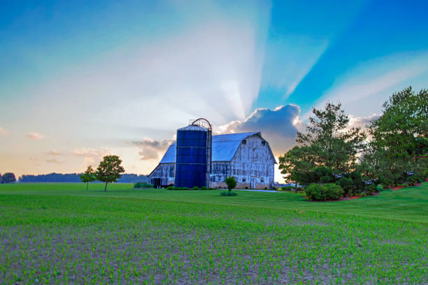 istock Old Barn and Silo at sunrise-Howard County, Indiana 1354882120