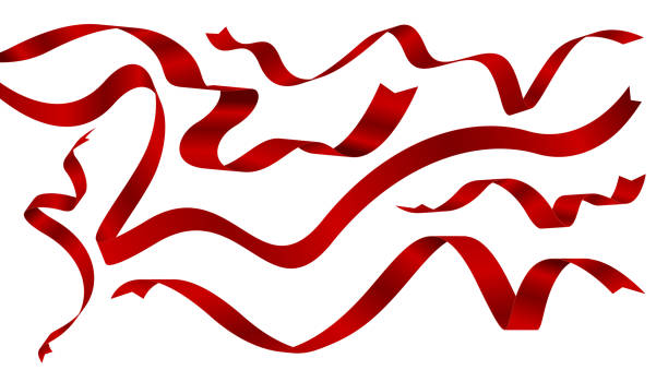 ilustraciones, imágenes clip art, dibujos animados e iconos de stock de diseño de cintas rojas aisladas sobre ilustración vectorial de fondo blanco - ribbon