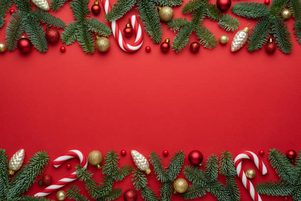 istock Red Merry Christmas and Happy New Year background 1354886095
