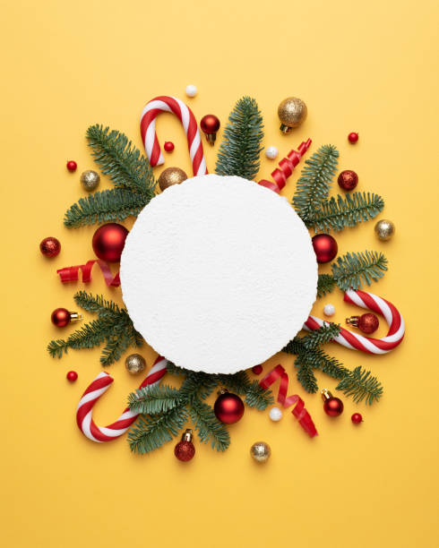 istock Christmas card with holiday decorations and frame for text 1354886113