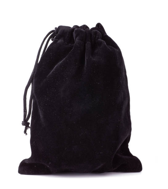 Black jewelry bag pouch isolated on white background
