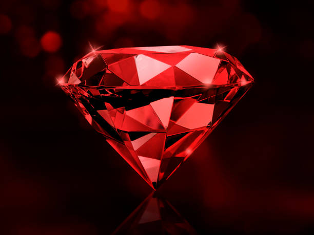 istock Dazzling diamond red on red shining bokeh background 1354891370