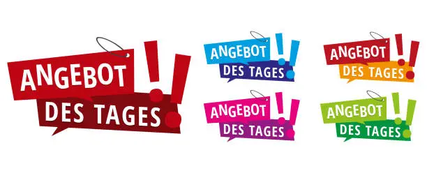 Vector illustration of Angebot des Tages - Sale of the day banners labels