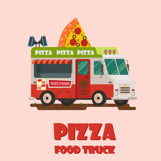 피자 트럭 - van vleuten stock illustrations